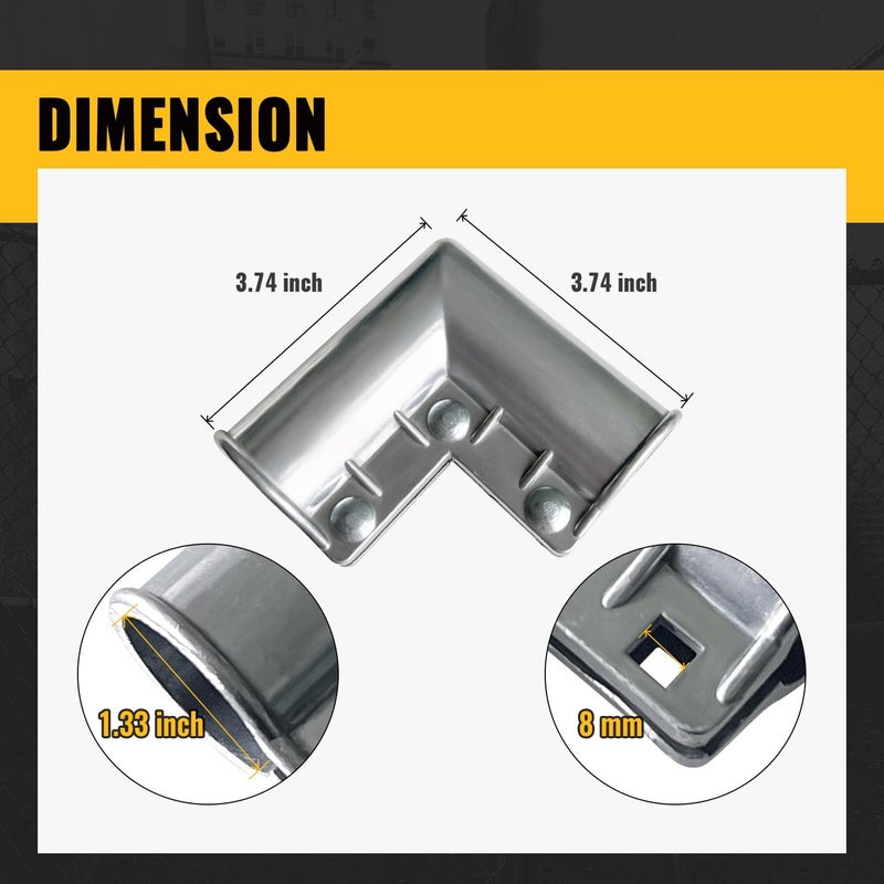 VIVIDA Chain Link Fence Gate Corner 1-3/8" x 1-3/8", Aluminum 90 Degree Gate Elbow, 1-3/8" Chain Link Fence Fittings, 4 Pack - Image 2